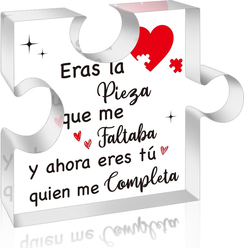 Yopyame Romantic Gifts for Girlfriend - Spanish Acrylic Puzzle Plaque for Girlfriend Christmas Gift Anniversary Valentine's Day Acrylic Keepsake Paperweight Gift for Her to My Girlfriend Birthday Gift - Image 1